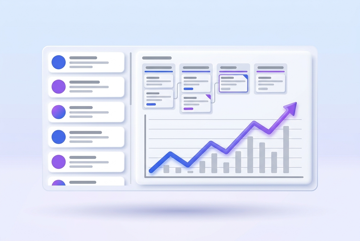 Tableau de bord CRM ProFacto : contacts, pipeline d'opportunités et croissance des ventes